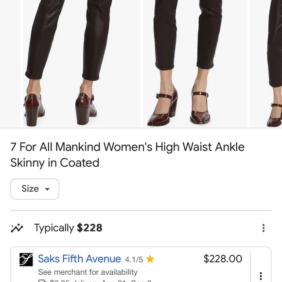 NWOT 7 For All Mankind
High-Waist Ankle Skinny in Black Coated SZ 24 - Picture 6 of 6